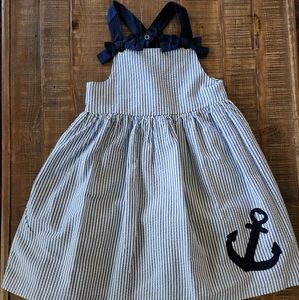 Tahari girls Seersucker Anchor Dress size 8